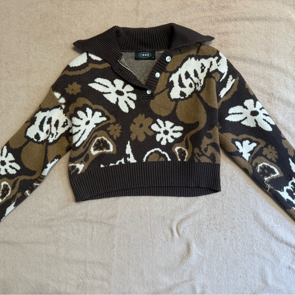 Cider Brown and Cream Knit Sweater